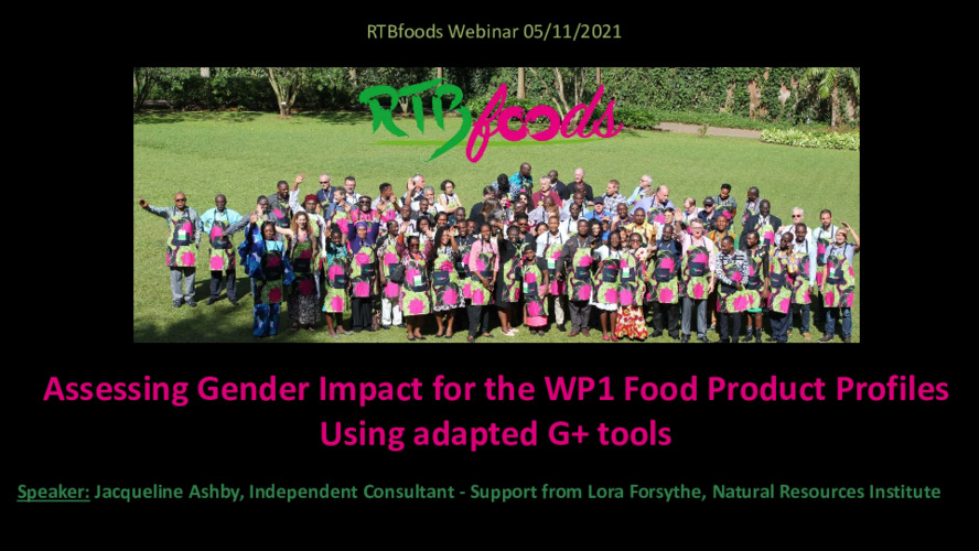 A.2.15B- Assessing Gender Impact for the WP1 Food Product Profiles Using adapted G+ tools