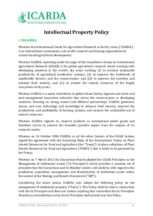 Intellectual property policy online