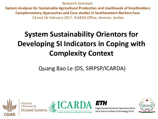 System Sustainability Orientors For Developing Si Indicators In Coping With Complexity Context